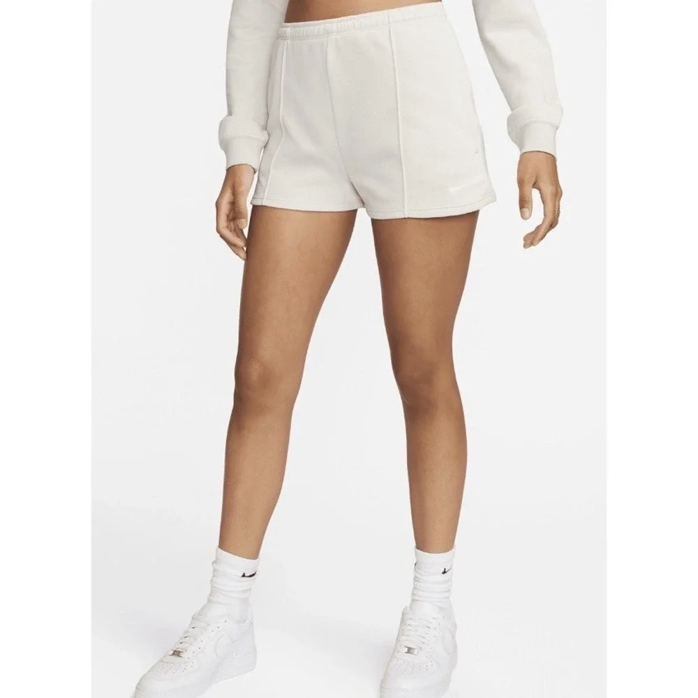 Nike Chill Terry‎ High-Waisted Shorts Women 3XL Tall Ivory/Cream NWT Flaw